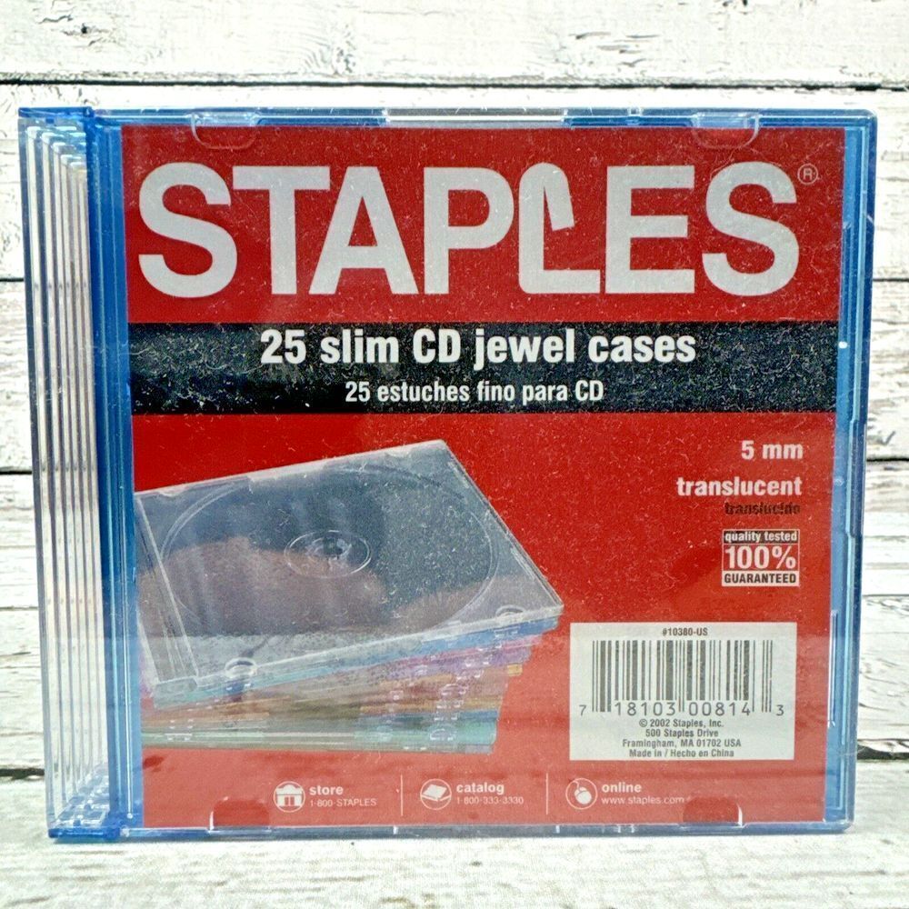 Staples Brand CD/DVD 'Slim Jewel Cases' Block of 25 Colors New, Sealed package🆕